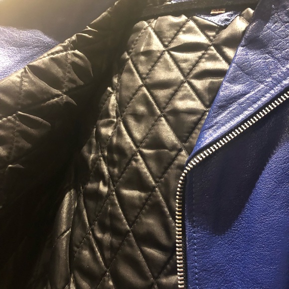 Blue real leather jacket - Picture 4 of 7